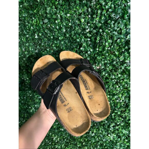 Birkenstock Black Leather Arizona Sandals Size 40/9.5 - Picture 2 of 4